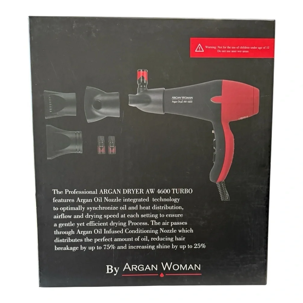 Argan Woman AW4600 Turbo Hair Dryer – Pro Ionic + Argan Oil Kit